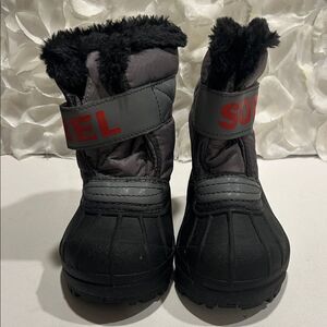 Sorel Black and Gray Kids' Snow Boots